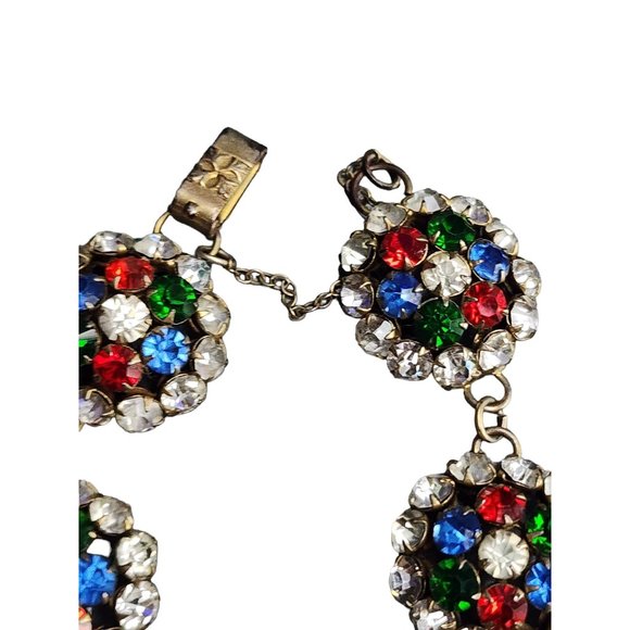 Vintage Possibly Czech Blingy Rhinestone & Brass Parure (A3809) - Picture 4 of 12